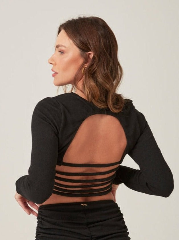 We Are We Wear ECO LAYLA LONG SLEEVE SWIM TOP WITH LACE UP BACK