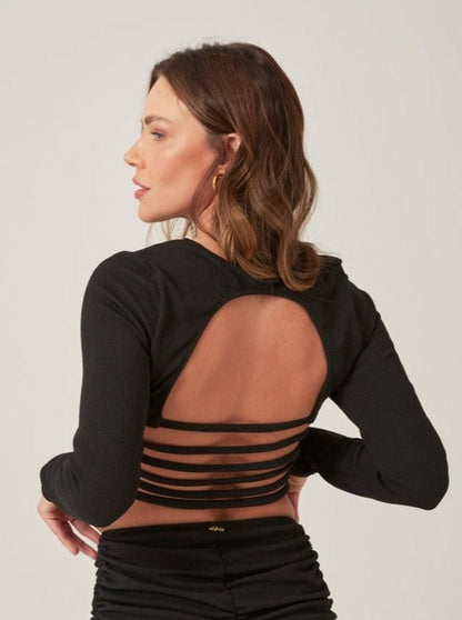 Trend Ripple Swimwear_Hype Beachwear _black winter Long Sleeved Crop Top