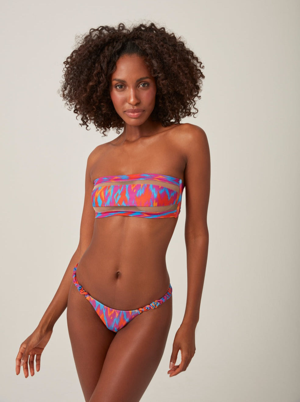 Trend Ripple Bathers - Multi coloured Bandeau Bikini Top Alba Ikat