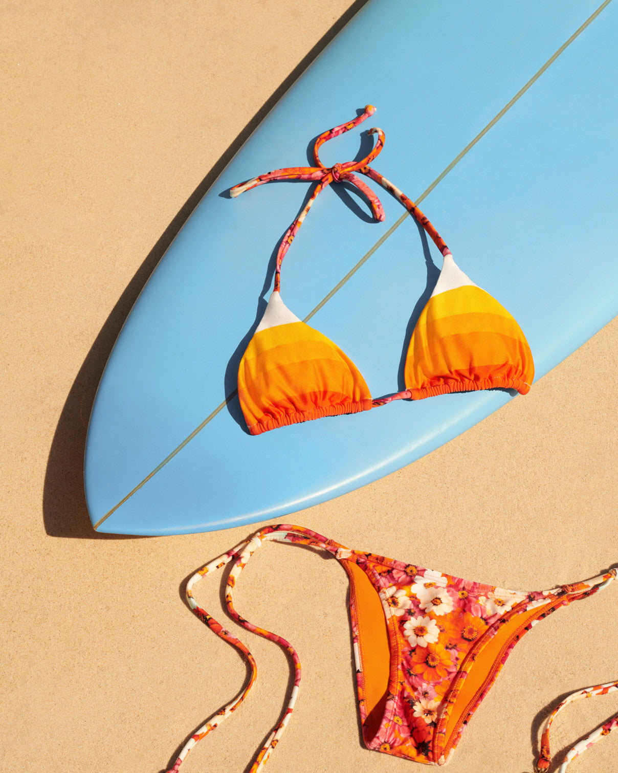 Trend Ripple Swimwear - Agua Doce Praia Halter Bikini Top Stripped Flower
