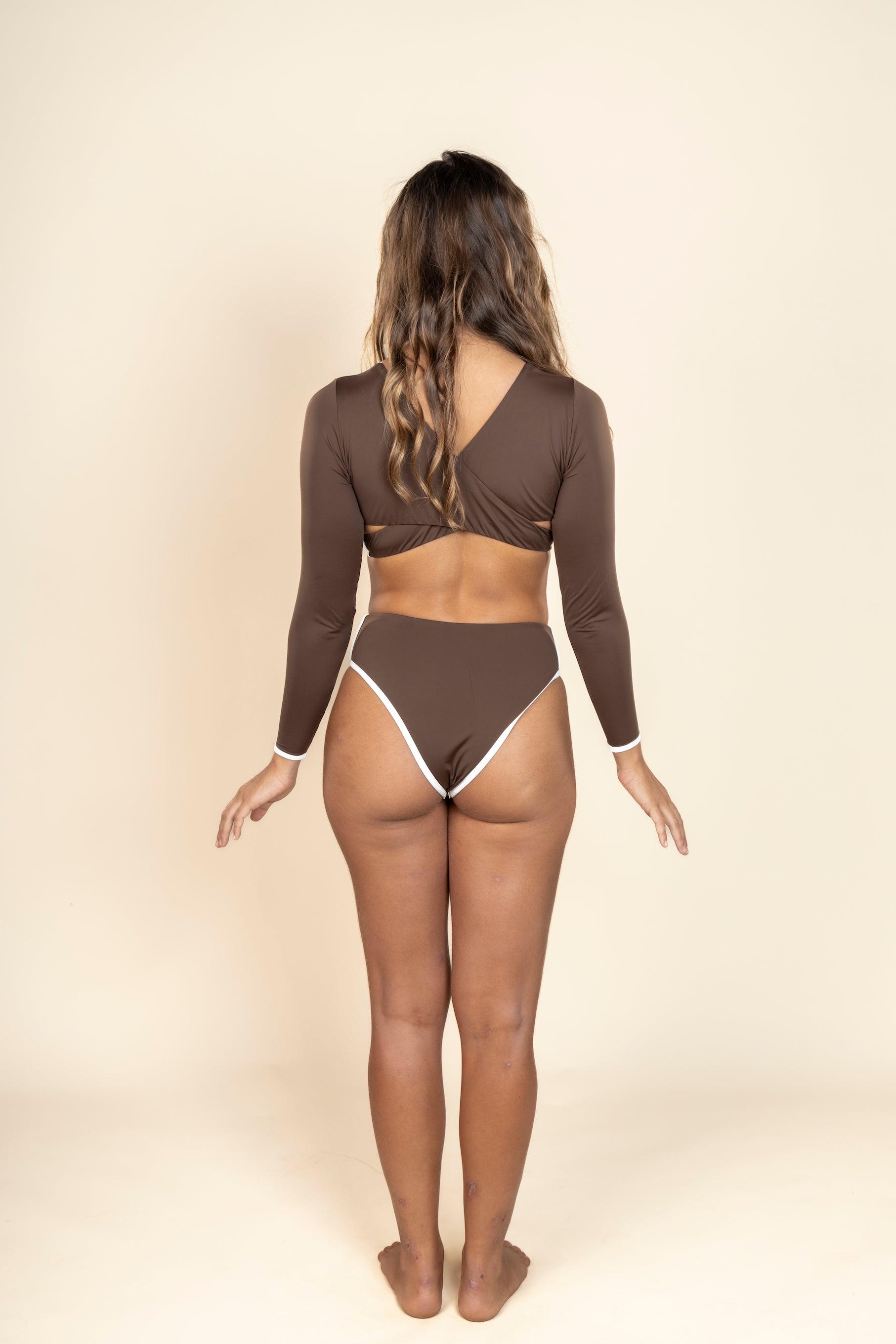 High waisted bikini bottom brown seamless bikini