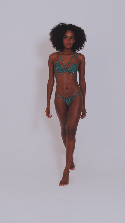 Trend Ripple and Hype Beachwear Green cut out bikini set