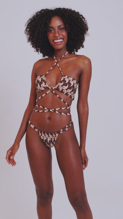 Trend Ripple_Hype swimwear _Brown Strappy floss bikini set Yin Yang