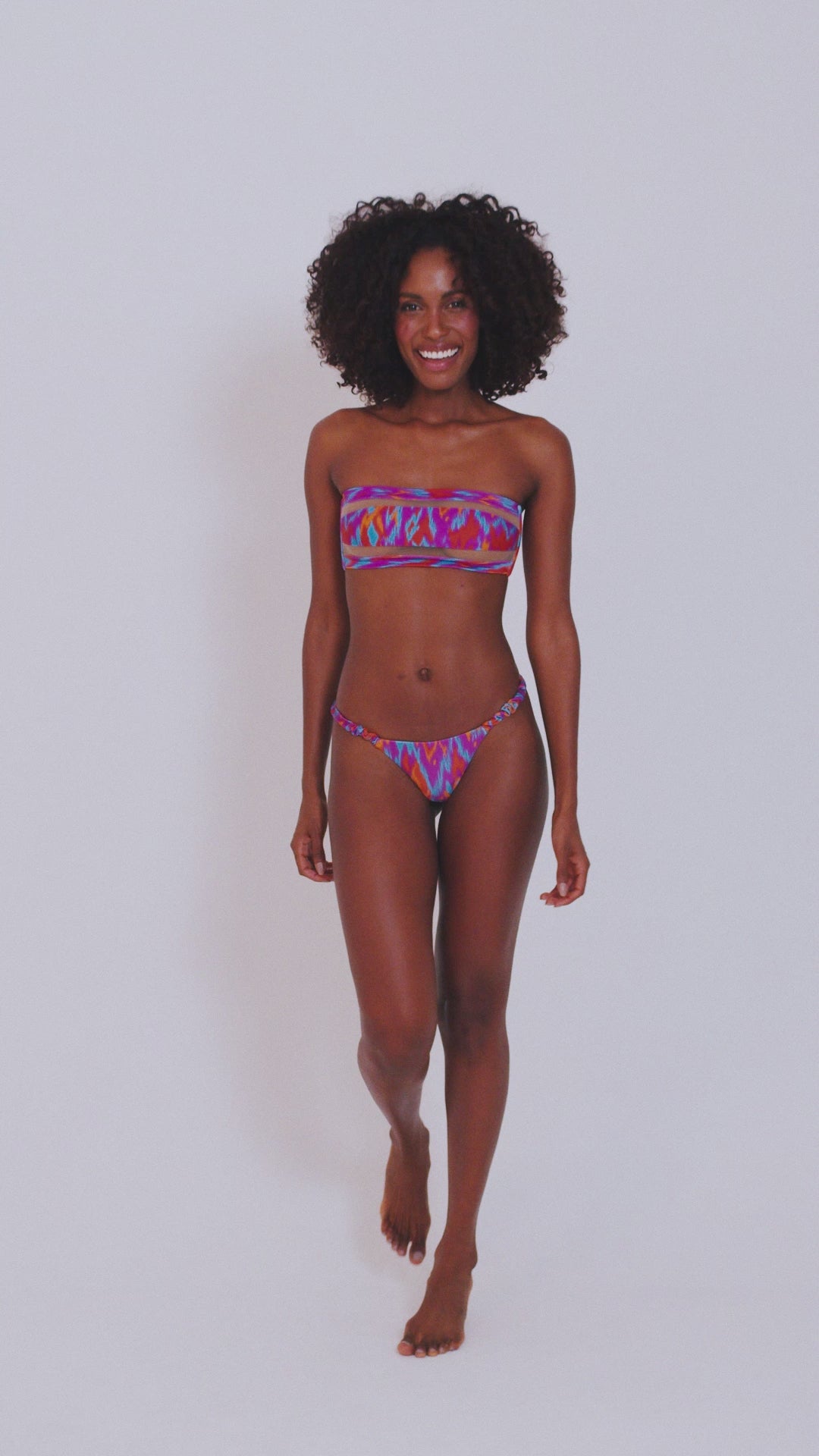 Trend Ripple Bathers - Multi coloured Brazilian Bandeau Bikini Top Alba Ikat