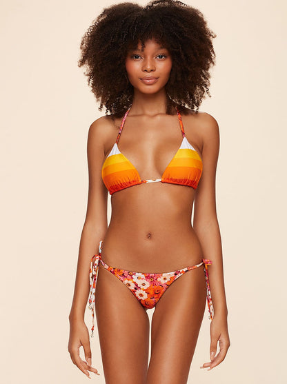 Trend Ripple Swimwear - Agua Doce Praia Halter Bikini Top Stripped Flower