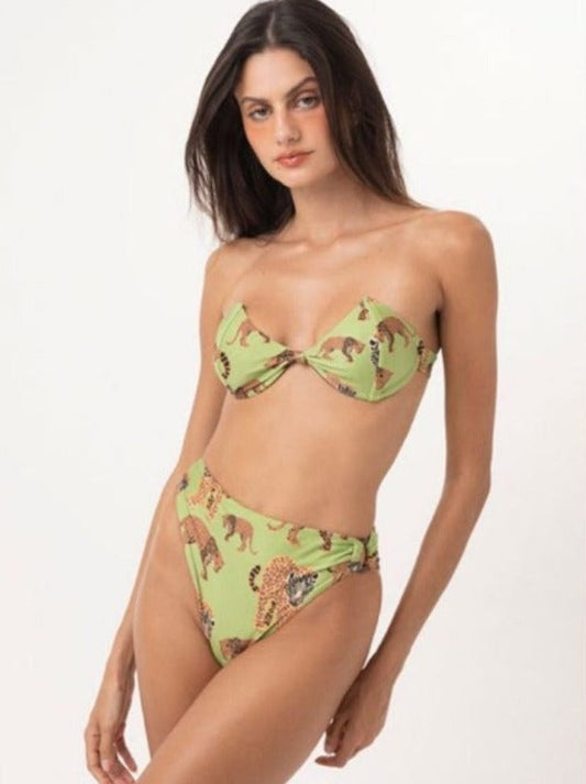 Trend Ripple Hype swimwear_exclusive animal print Bandeau Bikini Top Angelita Green Once