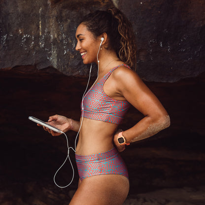 High Waisted Bikini Bottom Hot Coral