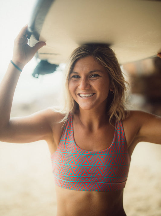 Sports Crop Top Swim Hot Coral