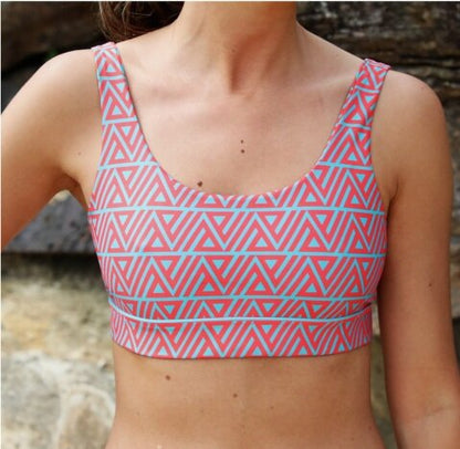 Sports Crop Top Swim Hot Coral