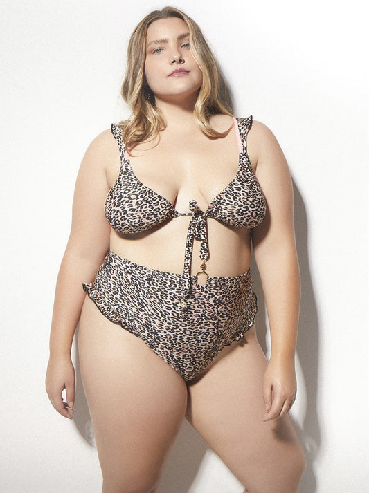 TREND RIPPLE - Hype Beachwear  High Waisted Bikini Bottom Mia Electric Leopard Curves